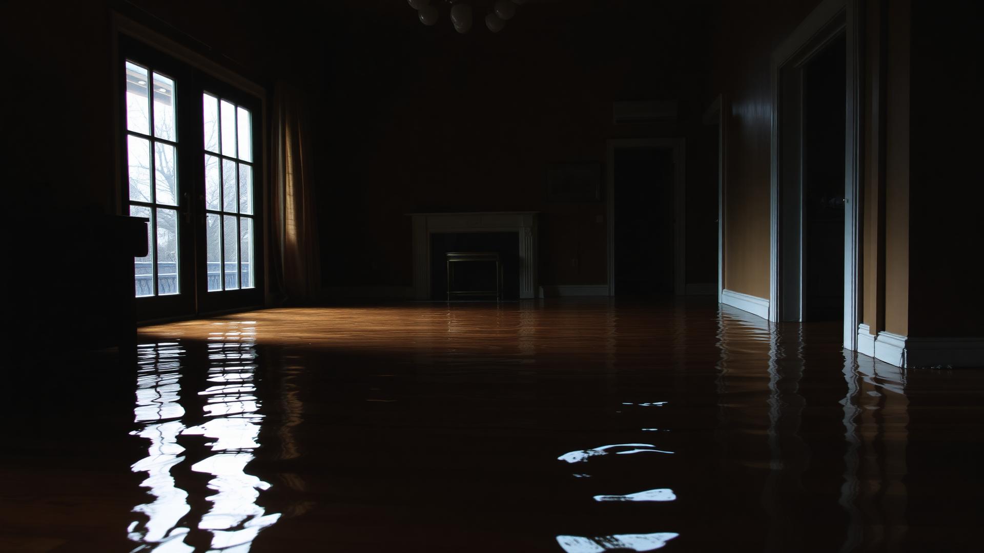 Flooded living room interior